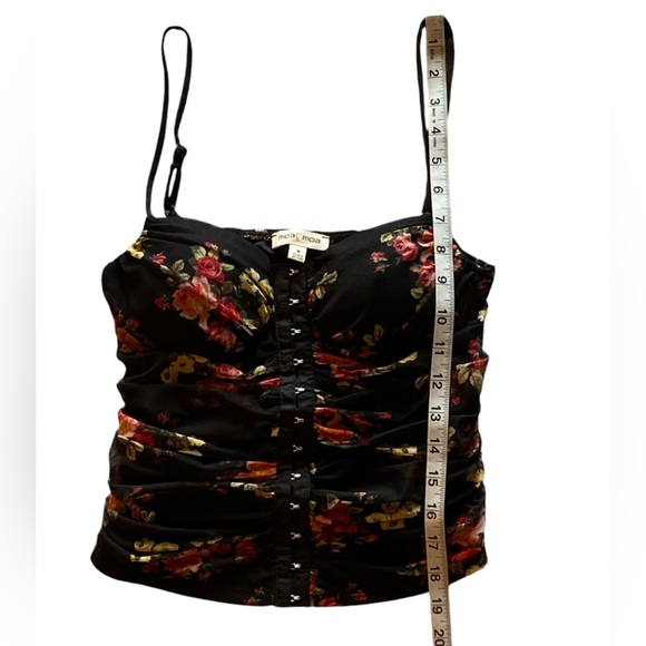 Moa Moa Black Floral Corset Top Hook & Eye Adjustable Size M Great Condition! - Picture 6 of 9